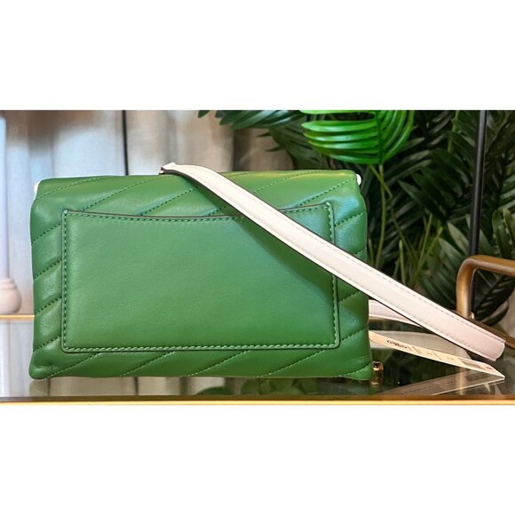 NEW!! TORY BURCH BASIL GREEN KIRA CHEVRON POP HANDBAG - Picture 5 of 14